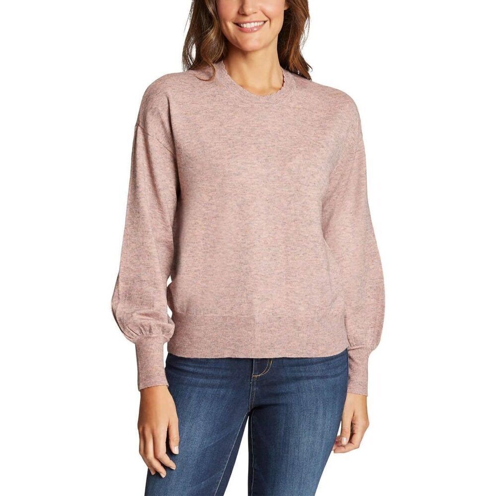 ELLA MOSS Mauve Pink Purple Soft Scallop Neck Balloon Sleeve Sweater Size XL